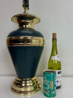 Pamono Large Brass & Metal Vase Table Lamps, Netherlands, 1970s, Set of 2