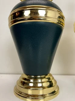 Pamono Large Brass & Metal Vase Table Lamps, Netherlands, 1970s, Set of 2