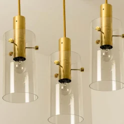 Online Pamono Large Brass and Glass Pendant from Glashütte Limburg, 1970s