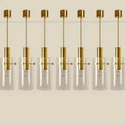 Online Pamono Large Brass and Glass Pendant from Glashütte Limburg, 1970s