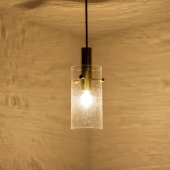 Online Pamono Large Brass and Glass Pendant from Glashütte Limburg, 1970s