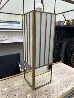 Outlet Pamono Large Brass and Opaque Glass Table Lamps in the style of Tiffany, 1970s, Set of 2