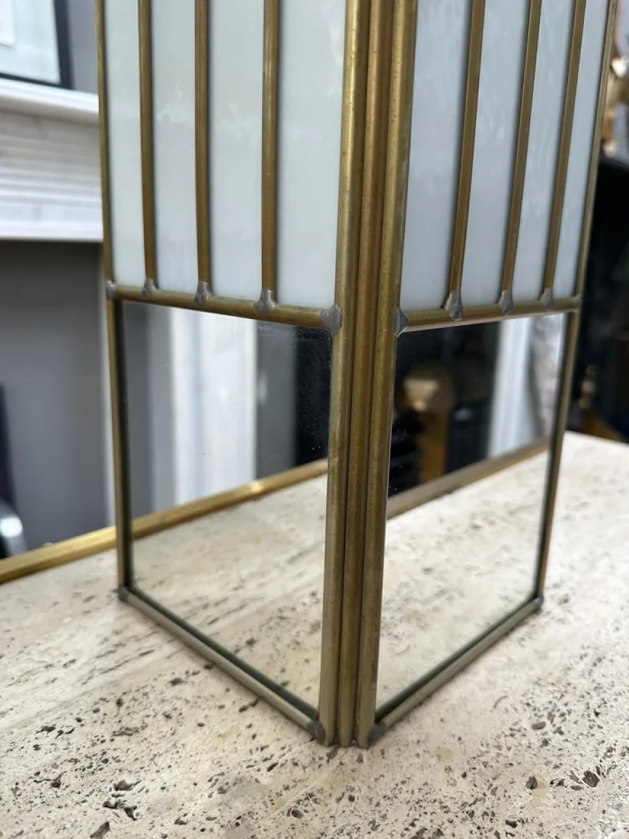 Outlet Pamono Large Brass and Opaque Glass Table Lamps in the style of Tiffany, 1970s, Set of 2