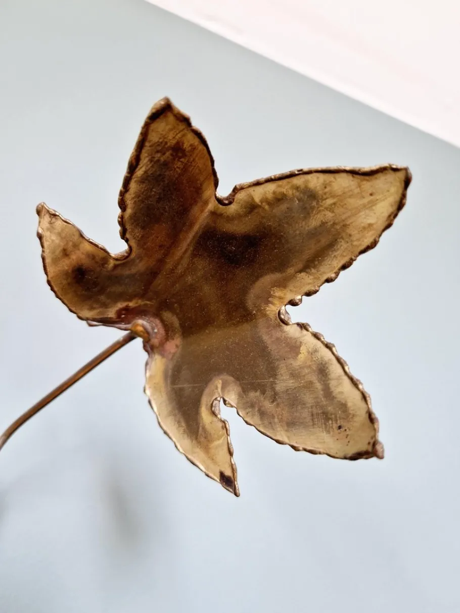 Best Pamono Large Brass Brutalist Wall Light with Branches and Maple Leaves, 1970