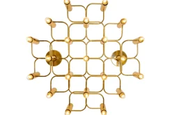 Clearance Pamono Large Brass Ceiling Lamp by Sciolari for Leola, 1970s