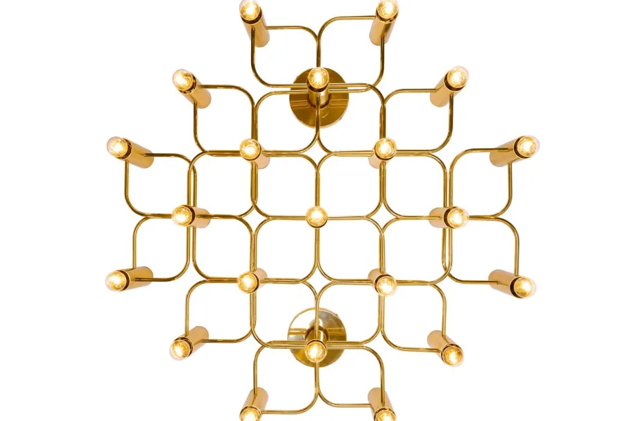 Clearance Pamono Large Brass Ceiling Lamp by Sciolari for Leola, 1970s