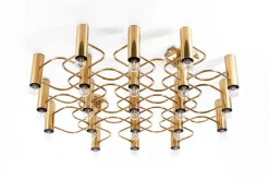 Clearance Pamono Large Brass Ceiling Lamp by Sciolari for Leola, 1970s