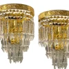 Hot Pamono Large Brass Crystal Sconces, 1980s, Set of 2