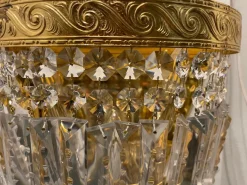 Hot Pamono Large Brass Crystal Sconces, 1980s, Set of 2