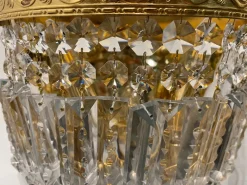 Hot Pamono Large Brass Crystal Sconces, 1980s, Set of 2