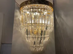 Hot Pamono Large Brass Crystal Sconces, 1980s, Set of 2