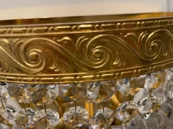 Hot Pamono Large Brass Crystal Sconces, 1980s, Set of 2