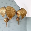 Hot Pamono Large Brass Floral Sconces, 1960s, Set of 2
