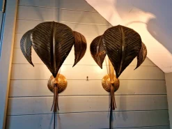 Hot Pamono Large Brass Floral Sconces, 1960s, Set of 2