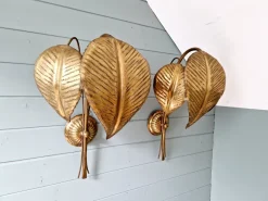 Hot Pamono Large Brass Floral Sconces, 1960s, Set of 2