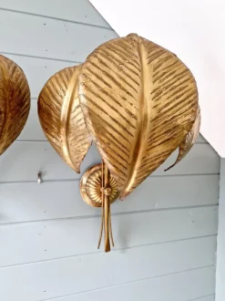 Hot Pamono Large Brass Floral Sconces, 1960s, Set of 2