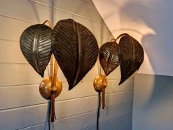 Hot Pamono Large Brass Floral Sconces, 1960s, Set of 2