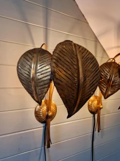 Hot Pamono Large Brass Floral Sconces, 1960s, Set of 2