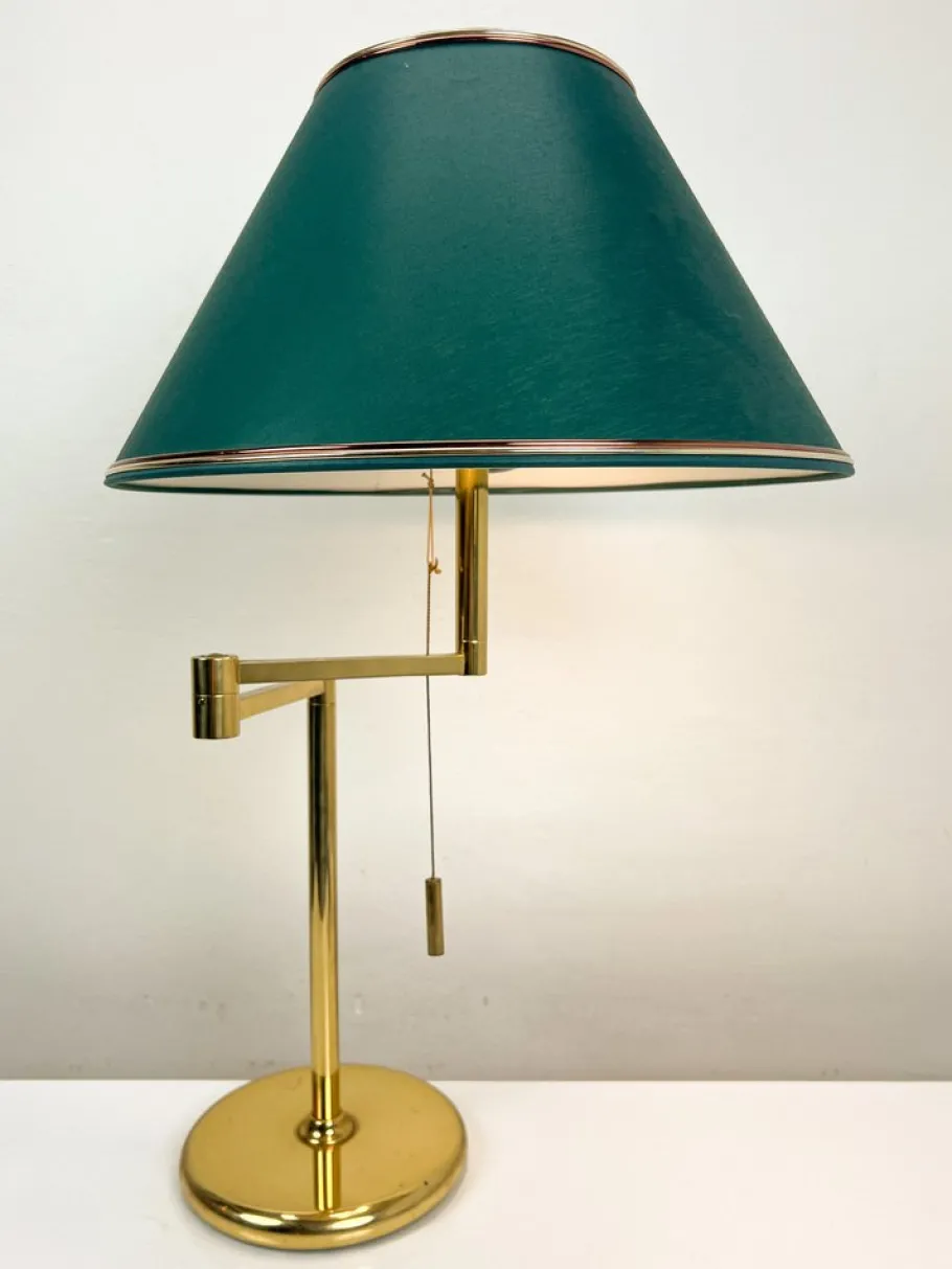 Sale Pamono Large Brass Swing Arm Table Lamp, Germany, 1970s