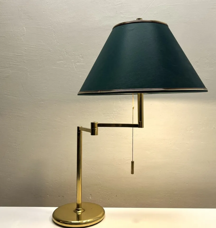 Sale Pamono Large Brass Swing Arm Table Lamp, Germany, 1970s