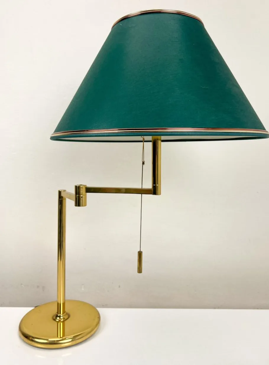 Sale Pamono Large Brass Swing Arm Table Lamp, Germany, 1970s