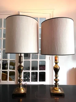 Best Pamono Large Brass Table Lamps from Stiffel, 1960s, Set of 2