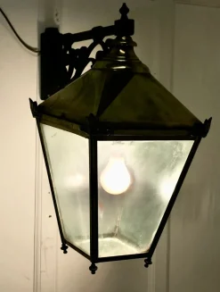 Best Pamono Large Brass Wall Hung Lantern, 1950s