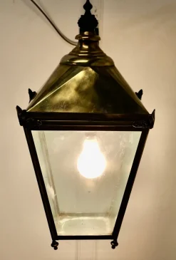 Best Pamono Large Brass Wall Hung Lantern, 1950s
