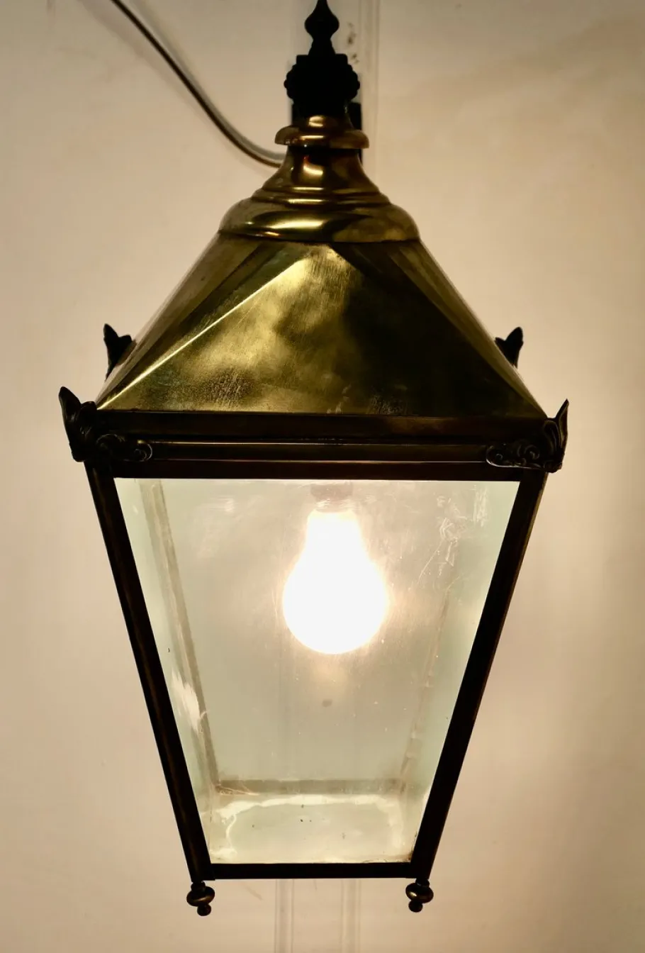 Best Pamono Large Brass Wall Hung Lantern, 1950s