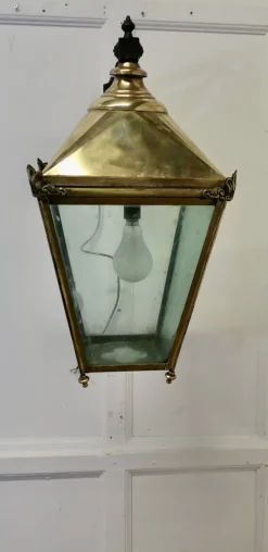 Best Pamono Large Brass Wall Hung Lantern, 1950s