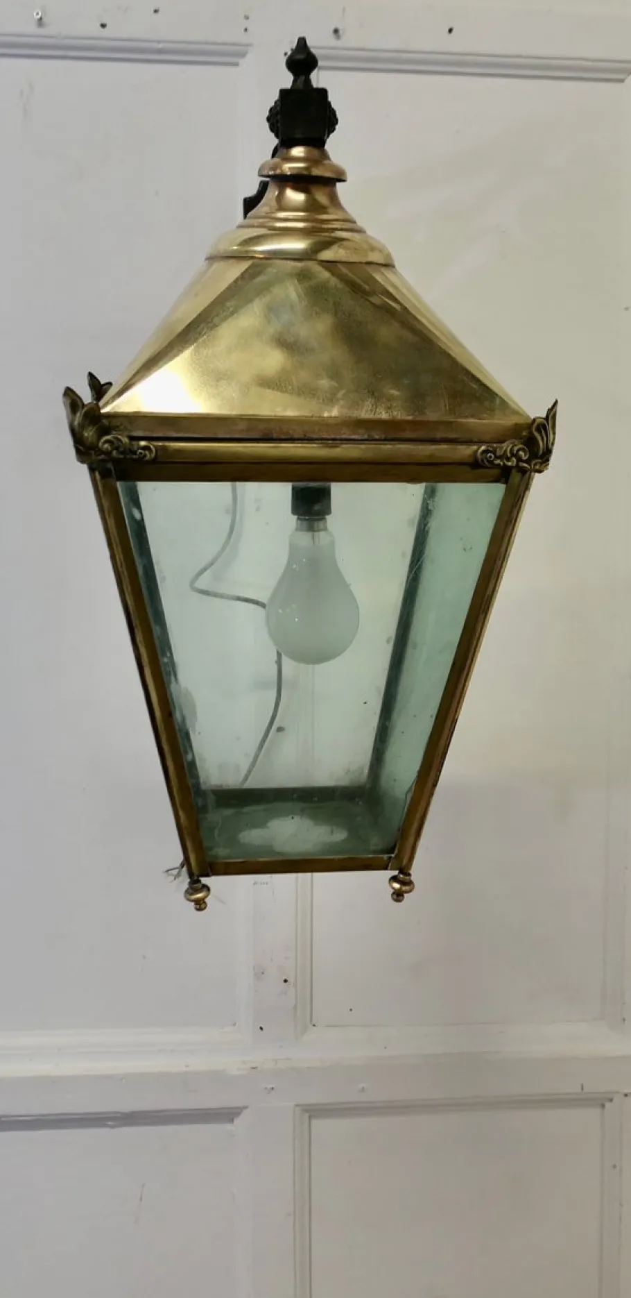 Best Pamono Large Brass Wall Hung Lantern, 1950s