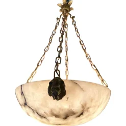 Online Pamono Large Bronze and Marble Pendant, France, 1920s