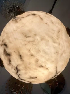 Online Pamono Large Bronze and Marble Pendant, France, 1920s