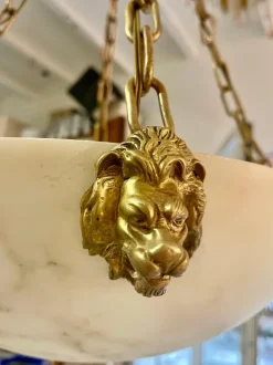 Online Pamono Large Bronze and Marble Pendant, France, 1920s