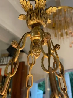 Online Pamono Large Bronze and Marble Pendant, France, 1920s