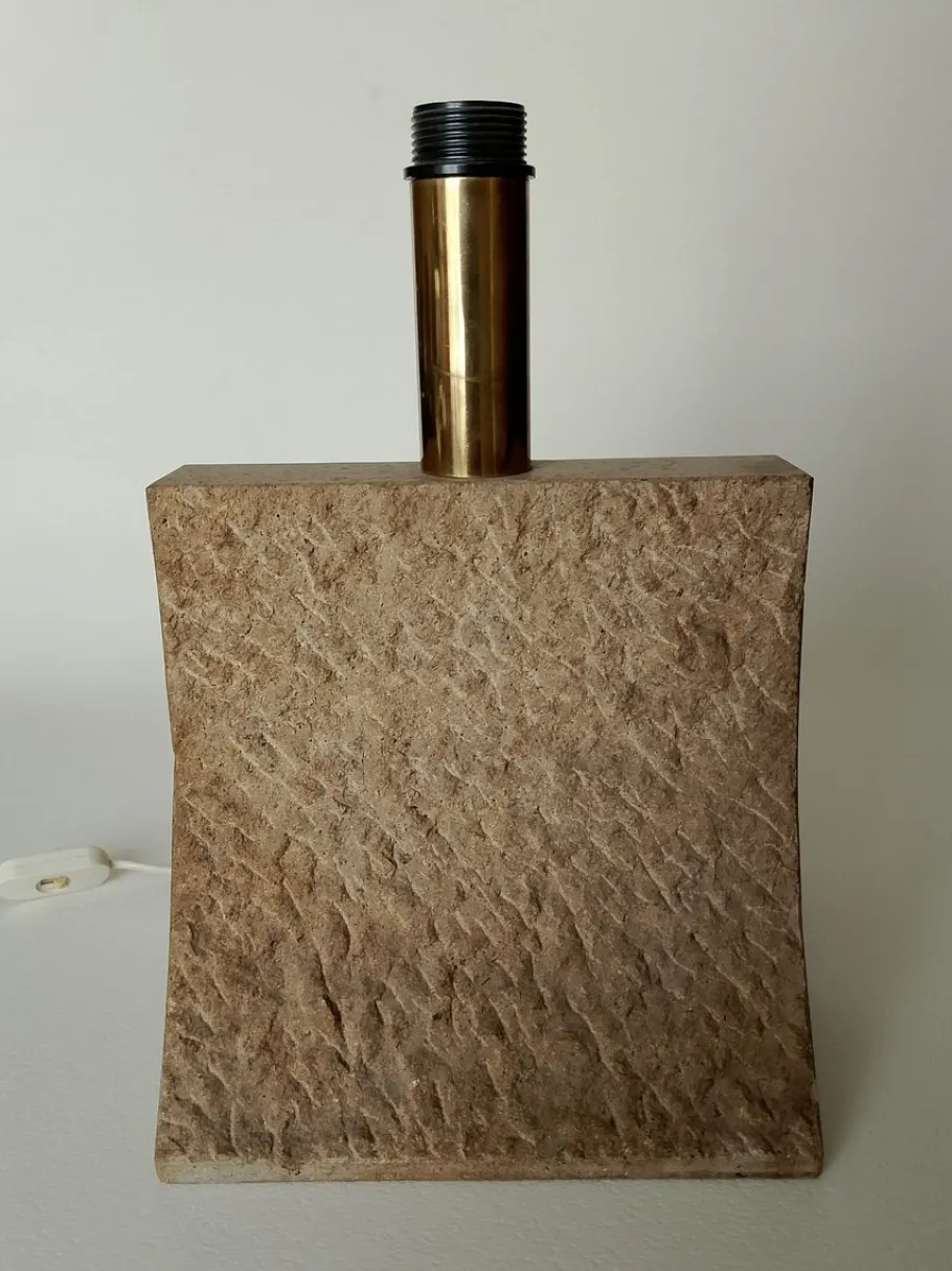 Best Pamono Large Brutalist Italian Table Lamp in Travertine, 1970s