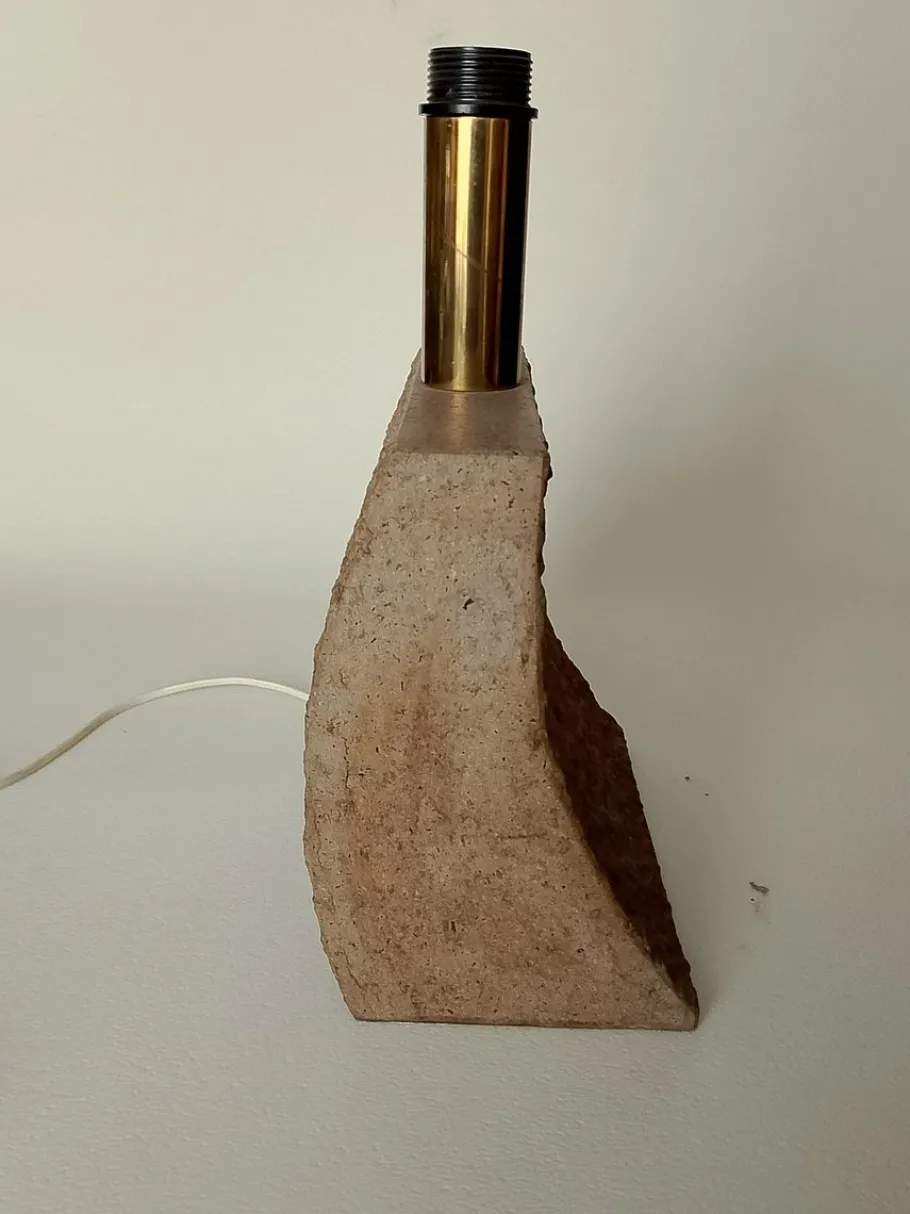 Best Pamono Large Brutalist Italian Table Lamp in Travertine, 1970s