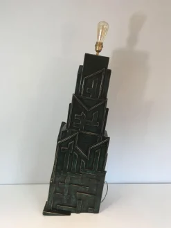 Outlet Pamono Large Brutalist Wood Lamp from AR-BO