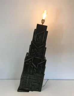 Outlet Pamono Large Brutalist Wood Lamp from AR-BO