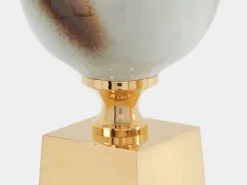 New Pamono Large Ceramic and Brass Table Lamps by Philippe Barbier, 1970s, Set of 2