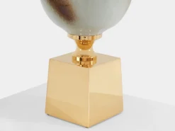 New Pamono Large Ceramic and Brass Table Lamps by Philippe Barbier, 1970s, Set of 2