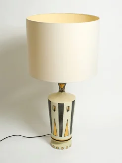 Pamono Large Ceramic Table Lamp with Egyptian Motifs by Nicolas Blandin, 2000s