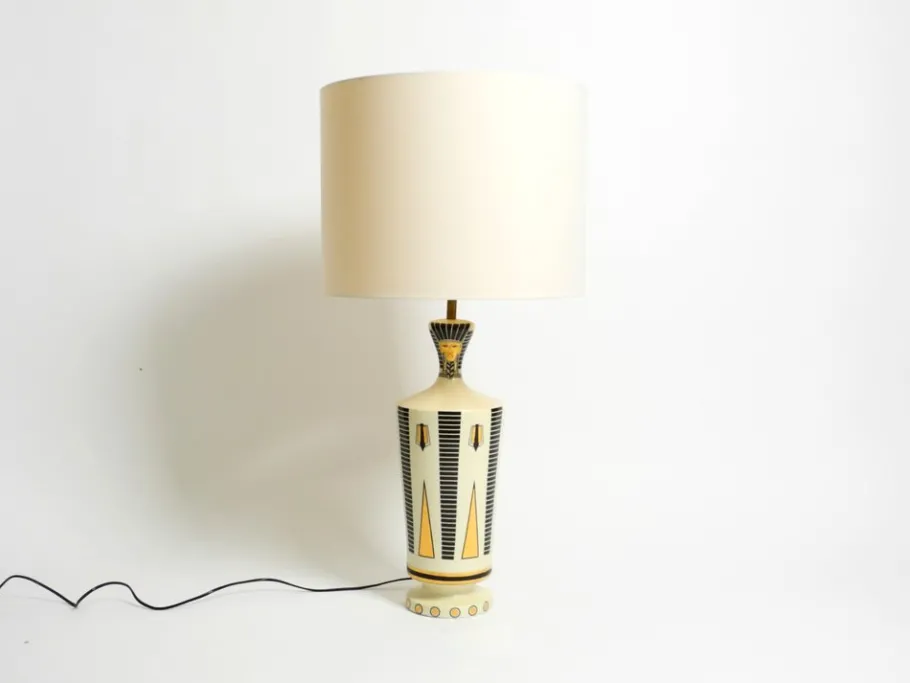Pamono Large Ceramic Table Lamp with Egyptian Motifs by Nicolas Blandin, 2000s