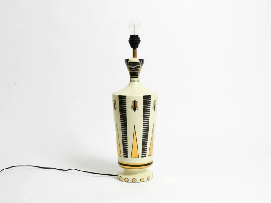Pamono Large Ceramic Table Lamp with Egyptian Motifs by Nicolas Blandin, 2000s