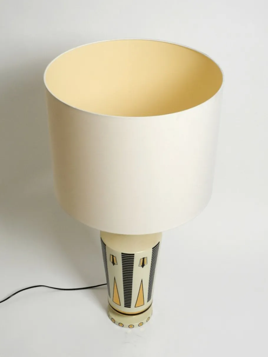 Pamono Large Ceramic Table Lamp with Egyptian Motifs by Nicolas Blandin, 2000s