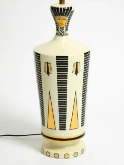 Pamono Large Ceramic Table Lamp with Egyptian Motifs by Nicolas Blandin, 2000s