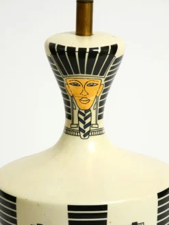 Pamono Large Ceramic Table Lamp with Egyptian Motifs by Nicolas Blandin, 2000s