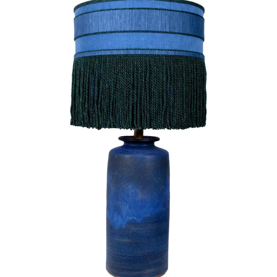 Discount Pamono Large Ceramic Table Lamp with Silk Lampshade, 1960s