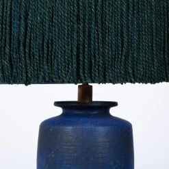 Discount Pamono Large Ceramic Table Lamp with Silk Lampshade, 1960s