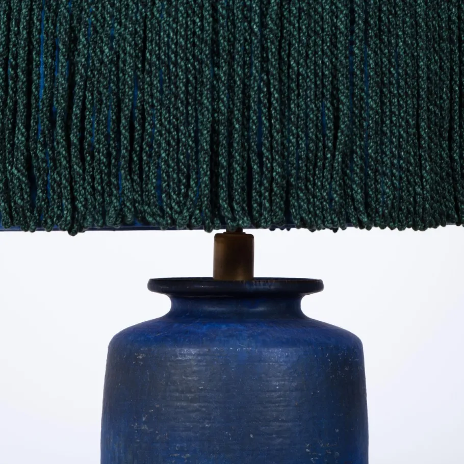 Discount Pamono Large Ceramic Table Lamp with Silk Lampshade, 1960s